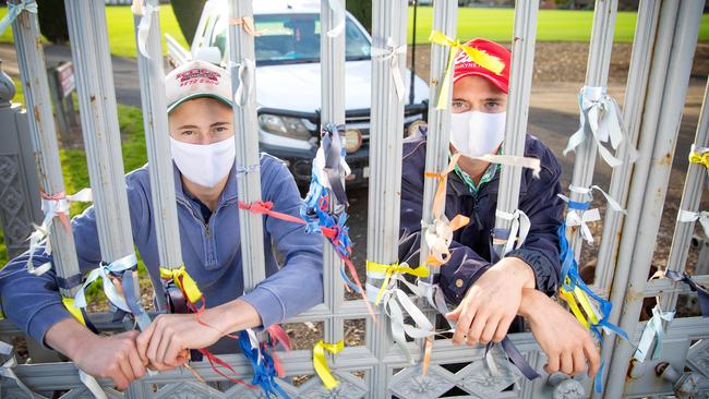 Barney and Charlie are trapped at Geelong Grammar by current border restrictions. Picture: Mark Stewart