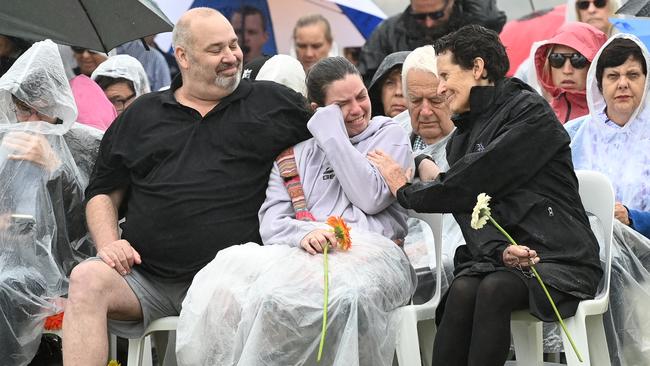 Mourners were emotional at the Coogee Bali Commemoration Ceremony. Picture: Jeremy Piper