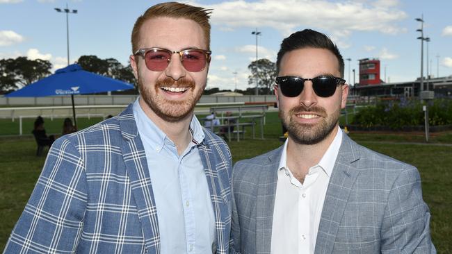 Bet365 Traralgon Cup Day, held at Traralgon Racecourse, Traralgon, Victoria, 1st December 2024: Kyle Alcock and Samuel Di Ciero. Picture: Andrew Batsch