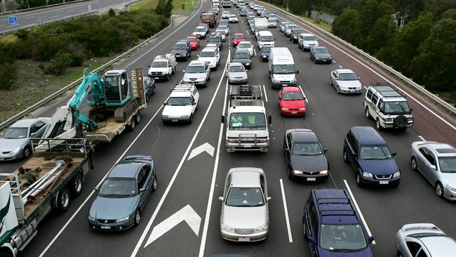 Heavy traffic on the Eastern Freeeway.