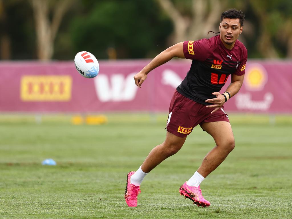 Jeremiah Nanai got through the Maroons training session unscathed. Picture: Getty Images