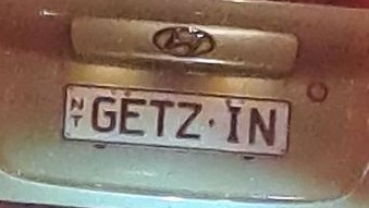 NT funny number plate, GETZ IN. Picture: Facebook / Jessica Harpur