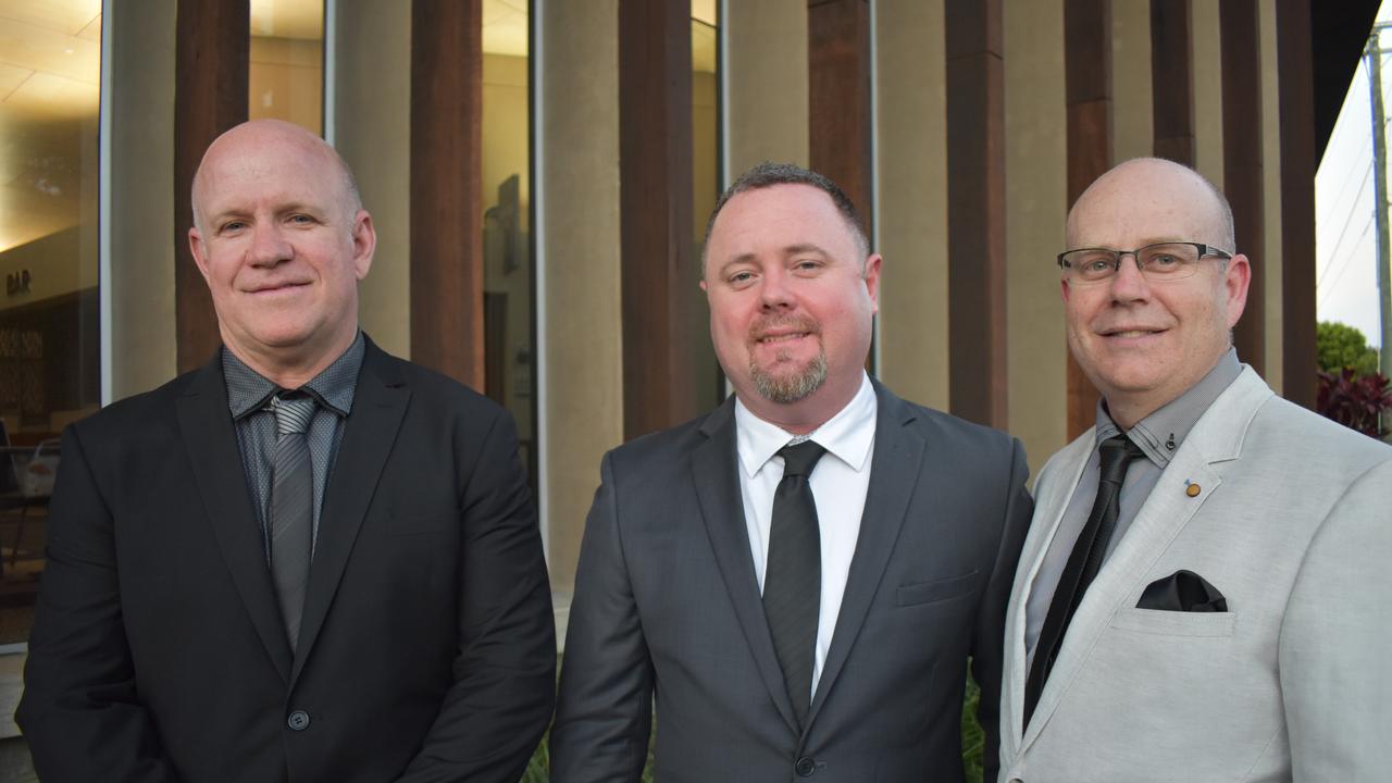 Hastings Deering representatives Jason Briggs, Matt Small and Bruce McCosker at the 2020 Queensland Mining Awards at the MECC, Mackay, on Wednesday September 23. Picture: Zizi Averill