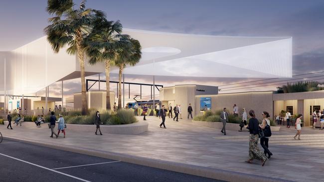 An artist’s impression of the new Frankston Train Station, designed by Genton Architecture.