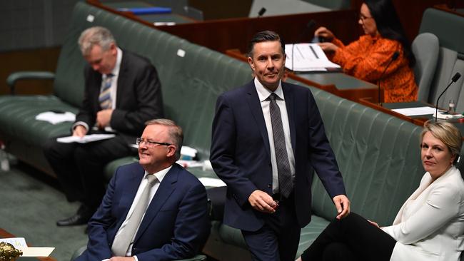 Opposition Anthony Albanese and Shadow Minister for Climate Change and Energy Mark Butler during Question Time. Picture: Getty