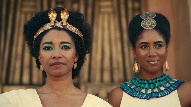 Adele James (L) in the upcoming Netflix docudrama 'African Queens: Queen Cleopatra'