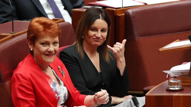 The signs from Pauline Hanson, left, and Jacqui Lambie of late are unmistakeable. Picture: Kym Smith.