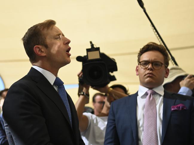 Ten News reporter Jonathan Lea asking Mr Shorten the question on Tuesday. Picture: AAP