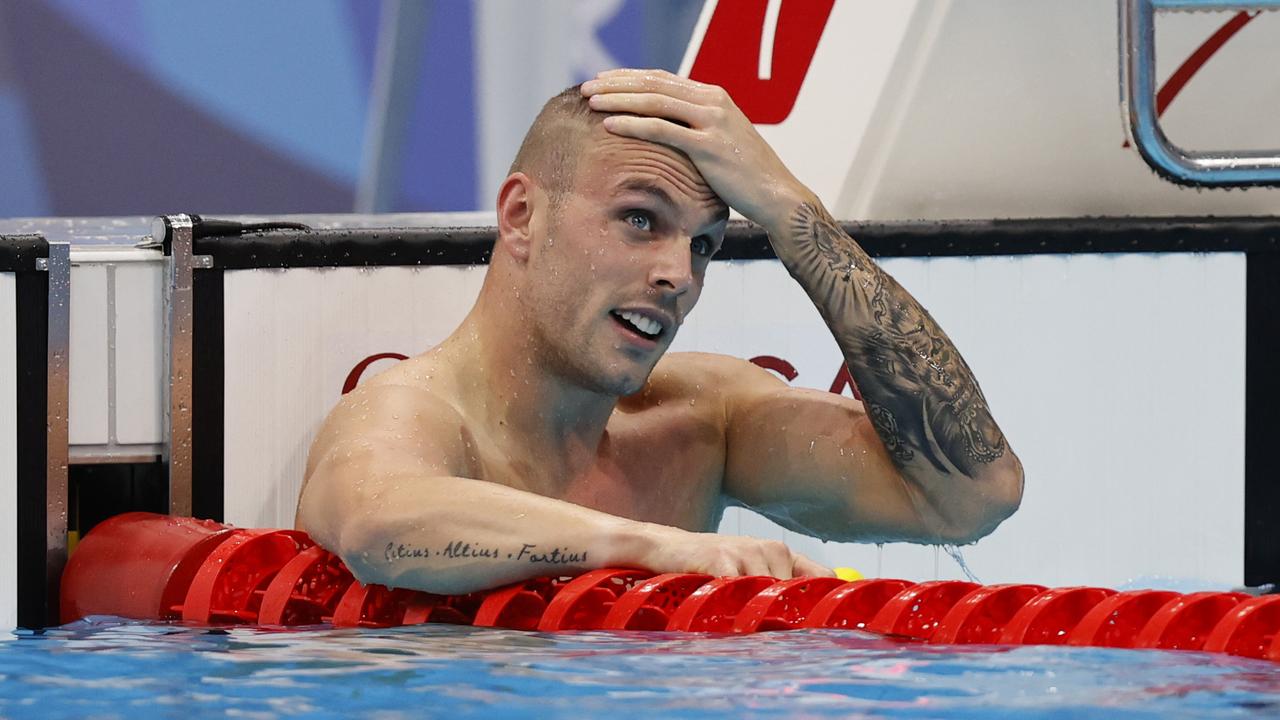 Kyle Chalmers reacts after claiming silver in the 100m freestyle final. Picture: Alex Coppel