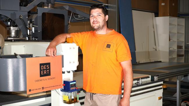 Alice Springs’ Desert Cabinets and Joinery owner Joel Ross with his machinery. Picture: Supplied