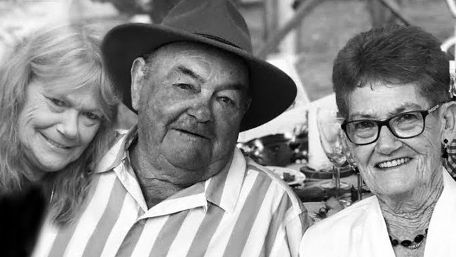 Sue Skeer and her parents, Ned and Nan Walker. Picture: Supplied by the family.