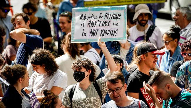 Stand Up for Safe Abortion Care Gathering at Parliament House last month. Picture: Mike Burton