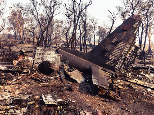 Police and the ATSB have released images of the catastrophic crash of the C-130 Hercules firefighting aircraft. Picture: NSW Police/ATSB