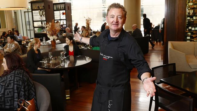 Luke Mangan is marking the 18th birthday of his restaurant Glass Brasserie at The Hilton Hotel on George Street in Sydney. Picture: Richard Dobson