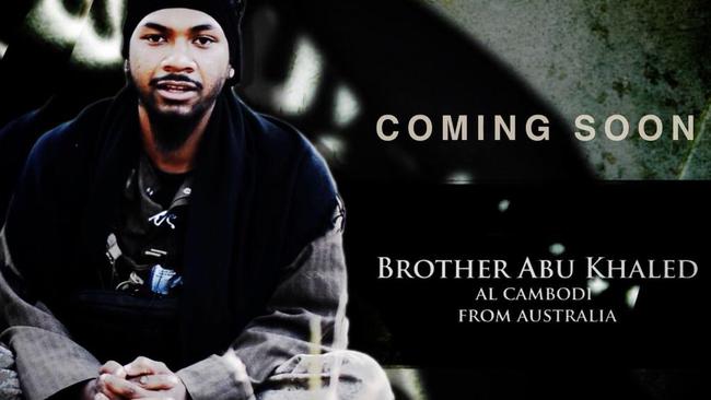 Promo poster for new Islamic State video featuring Australian man Brother Abu Khaled Al Cambodi (aka Neil Prakash). Picture: Facebook