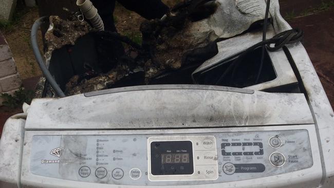 Dozens upon dozens of Samsung washing machines have caught fire over the past three years, including this one. Picture: Supplied