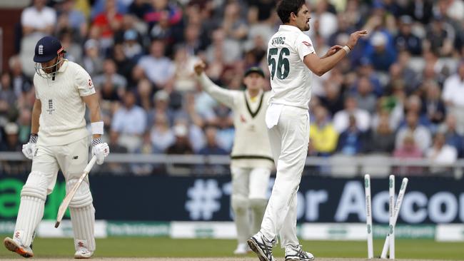 Mitchell Starc removes Jonny Bairstow. Picture: Getty Images