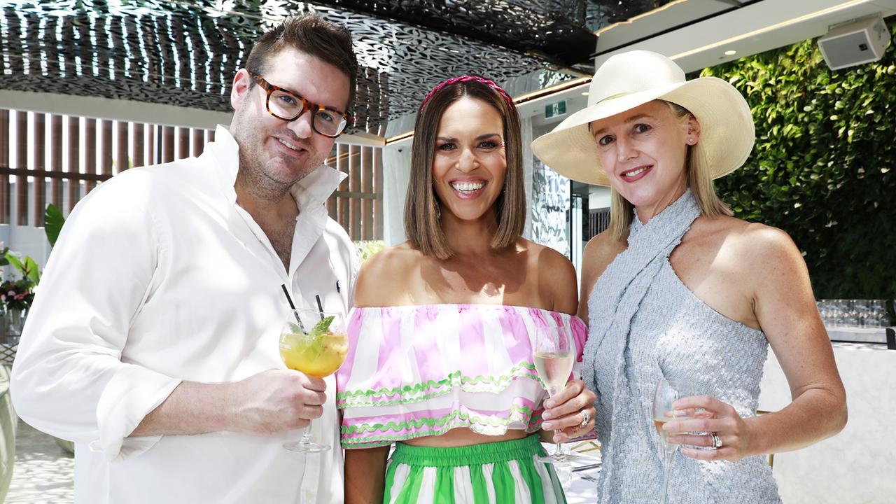 Kristian Williams, Alison Ariotti and Candice O’Neill at Melbourne Cup event at The Terrace, Emporium Hotel, South Bank on Tuesday, November 3, 2020. Socials: Damien Anthony Rossi. Photo: Claudia Baxter Photography