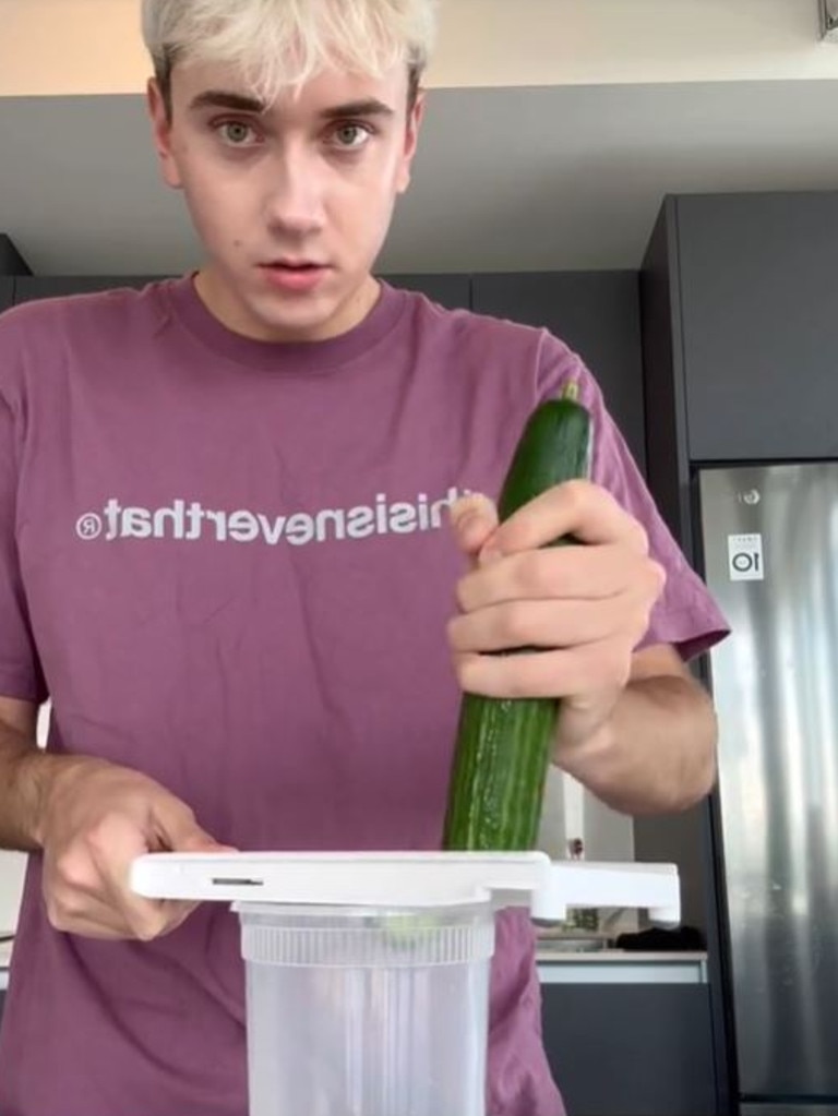 The cucumber salad recipe, created by Logan Moffitt, has been recreated thousands of times. Picture: TikTok/logagm