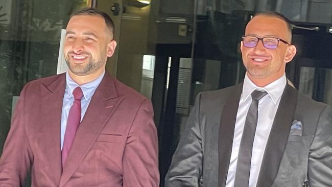 Nathan Sultana (left), pictured with his defence lawyer Ahmed Dib, was sentenced in Downing Centre Local Court on Tuesday after he pleaded guilty to police pursuit and high-range drink driving. Picture: Ashleigh Tullis