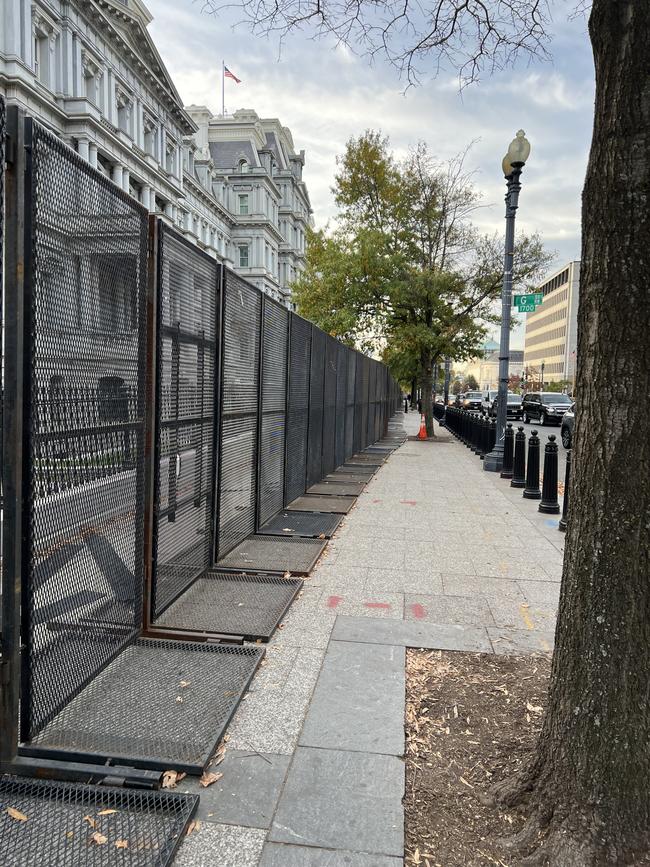 Temporary security barriers near the White House in Washington. Picture: Keith Woods.