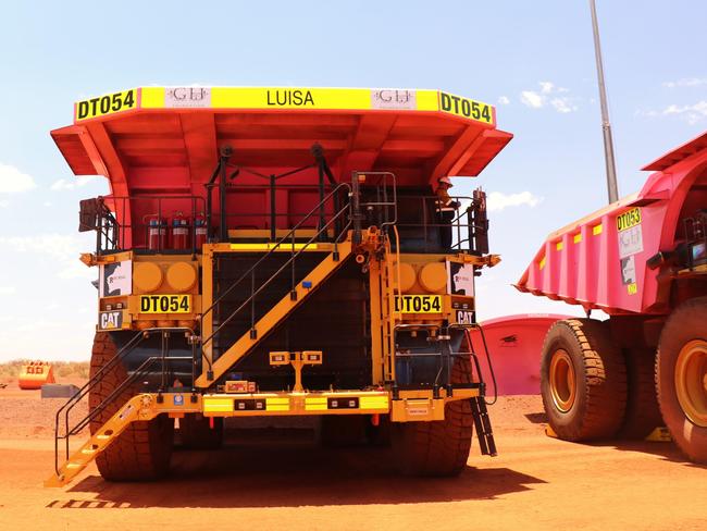 Trucks at Roy Hill mine in Western Australia.