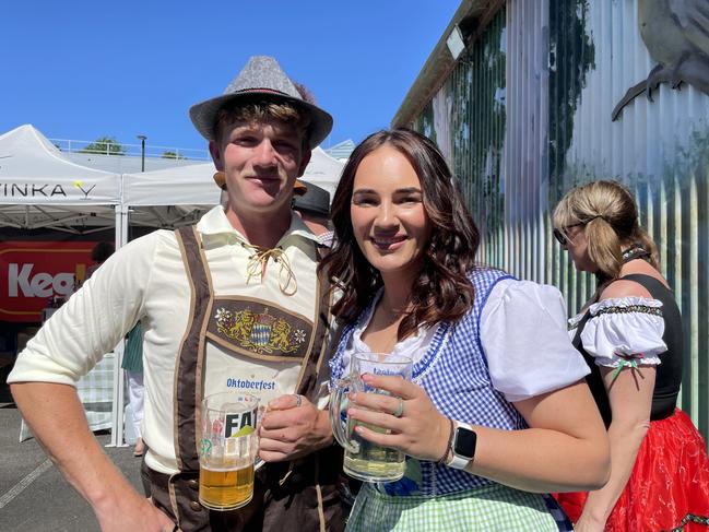 Tayla Byrne and Max Byrne at the 2024 Yarra Valley Oktoberfest. Picture: Himangi Singh.