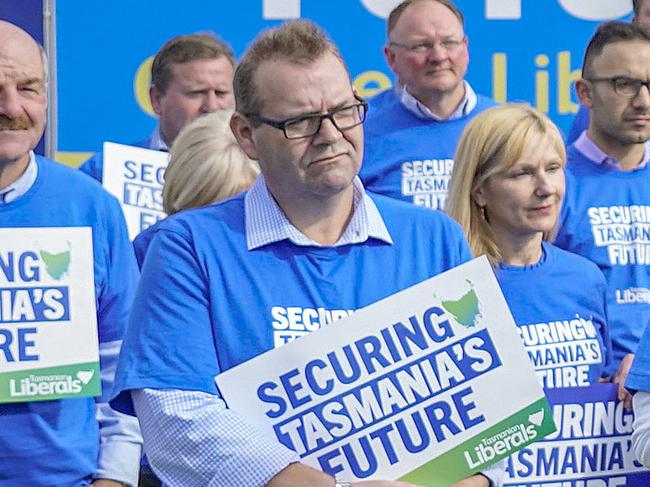 Adam Brooks at the announcement of Liberal candidates at Campbell Town in March. Picture: Rob Burnett