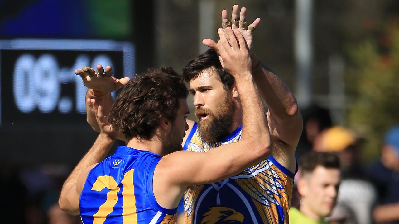 Jack Petruccelle of the Eagles celebrates a goal. Picture: Mark Stewart