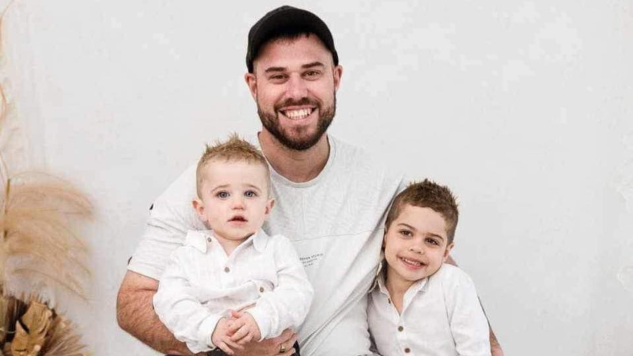 Bradley Horspool with his sons Kyrie (left) and Kobi (right) in September 2023. Picture: Facebook