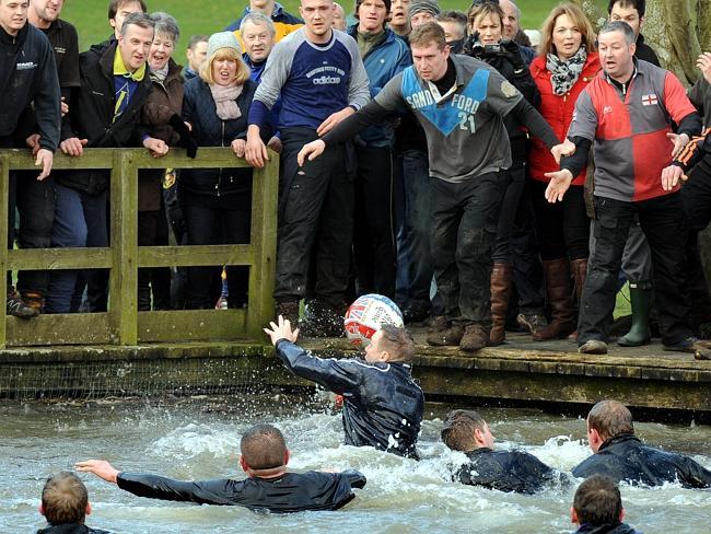 The game pits the two sides of Ashbourne against each other.