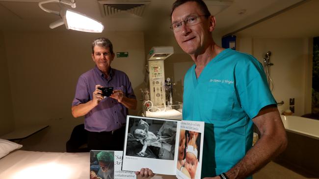 Paediatrician Dr Tim Warnock and late obstetrician Dr Tom Wright. Picture: Stewart McLean