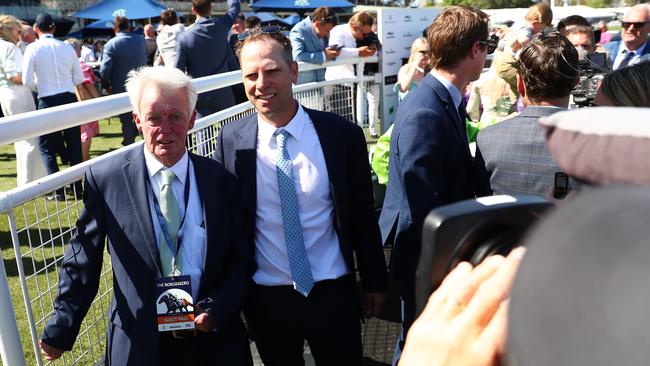 Trainer Matthew Dale (right) with former trainer Geoff Duryea. Picture: Jeremy Ng-etty Images