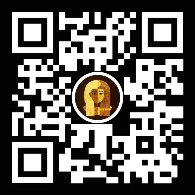 Scan this QR code to access a Snapchat feature that allows you to “wear” Egyptian funerary masks.