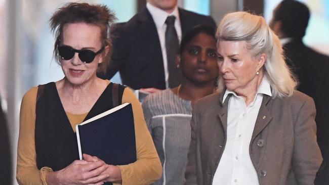 Actors Judy Davis and Robyn Nevin arrive at the Federal Court in Sydney. Picture: AAP