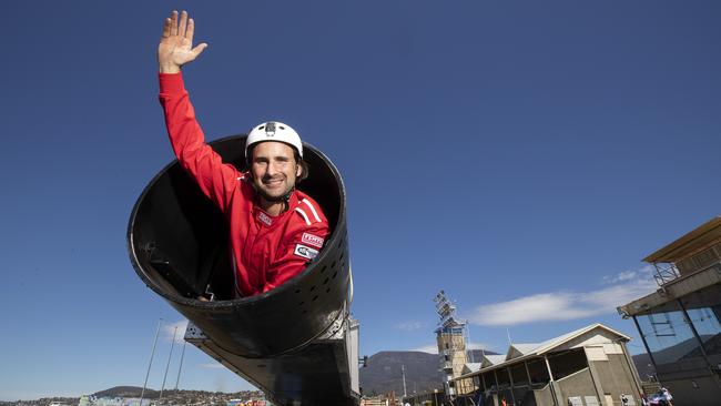 Human Cannonball Warren Brophy at the Hobart Show. PICTURE CHRIS KIDD