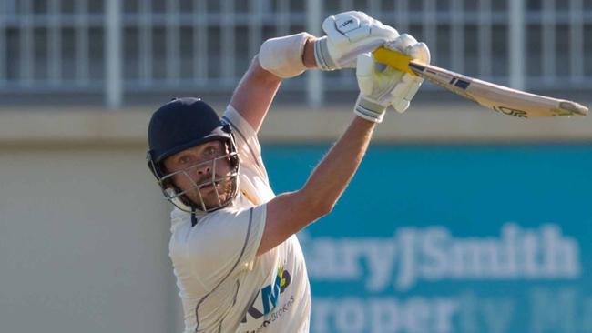 Ryan Gibson’s century was integral to West Torrens’ premiership win. Picture: Simon Stanbury