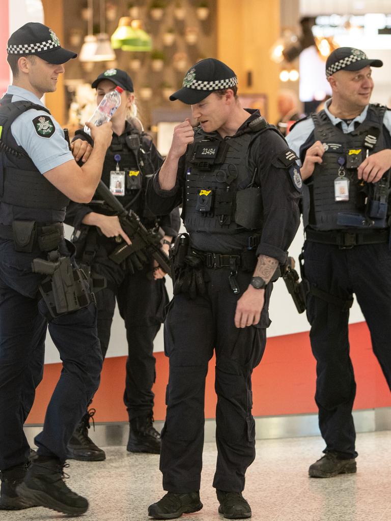 AFP uniformed officers at Sydney Airport where ISIS brides back into Australia on a flight from Dubai. Picture: Julian Andrews