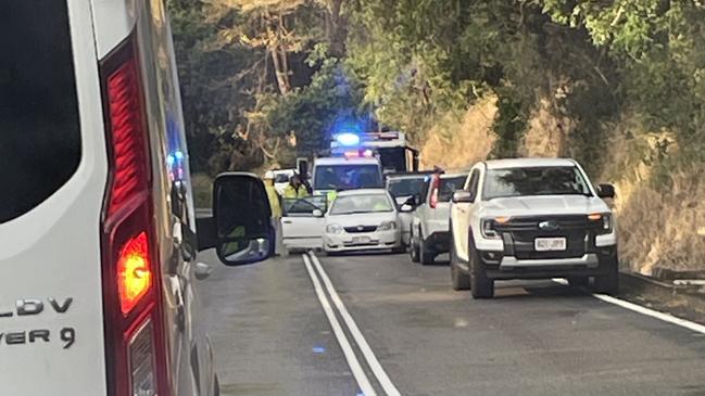 Emergency crews are on scene after a single vehicle crash on Shute Harbour Rd at Flametree. Picture: Daneka Hill