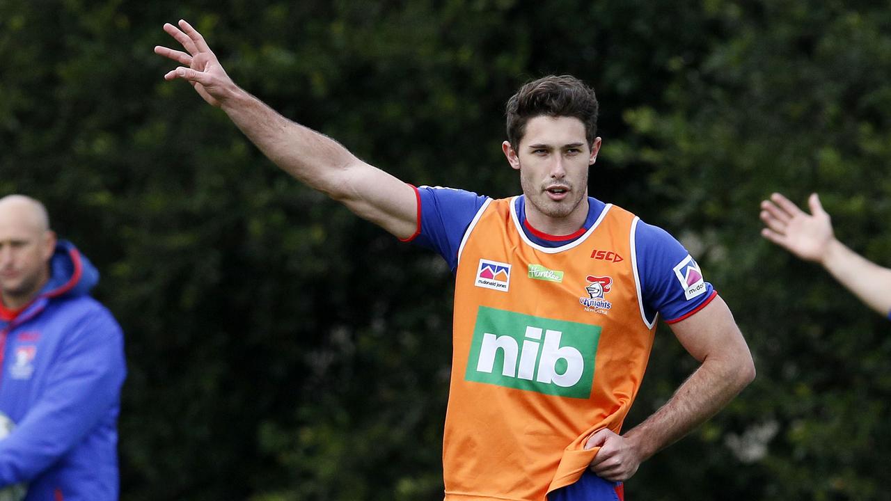 Newcastle Knights player Nick Meaney during a team training session at Balance Field in Newcastle, Tuesday, July 10, 2018. (AAP Image/Darren Pateman) NO ARCHIVING