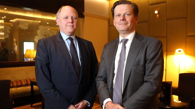 Credit Suisse Australia’s Shane Galligan, pictured with former CEO John Knox. Picture: James Croucher