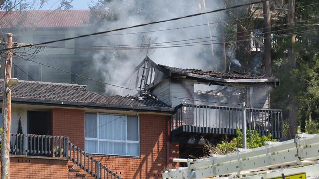 NSW Fire &amp; Rescue have attended a blaze which tore through a split level brick and fibro house at Shona Close, Narara, on January 3, 2023. Picture: NewsLocal