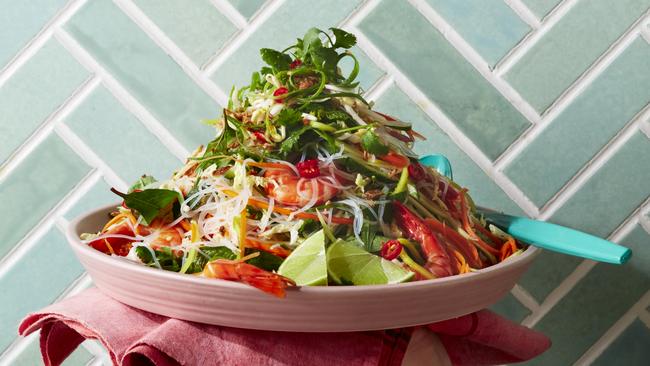 Yum: Vietnamese-style noodles with prawns and green mango. Picture: Craig Wall .