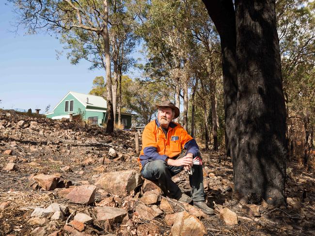 Former actor Jon Concannon prepares his property in Coolagolite for bushfires.Picture: Ben Marden