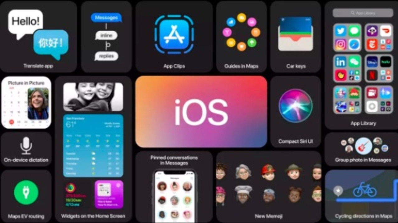 A screenshot from Apple shows the features on the new iOS 14.