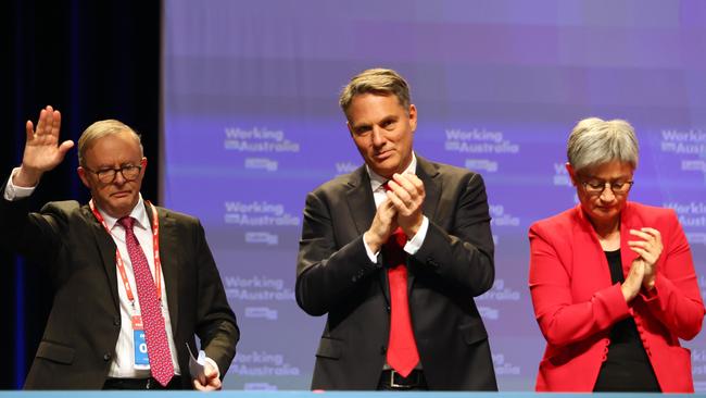 Prime Minister Anthony Albanese, left, Deputy Prime Minister Richard Marles and Minister for Foreign Affairs Penny Wong.