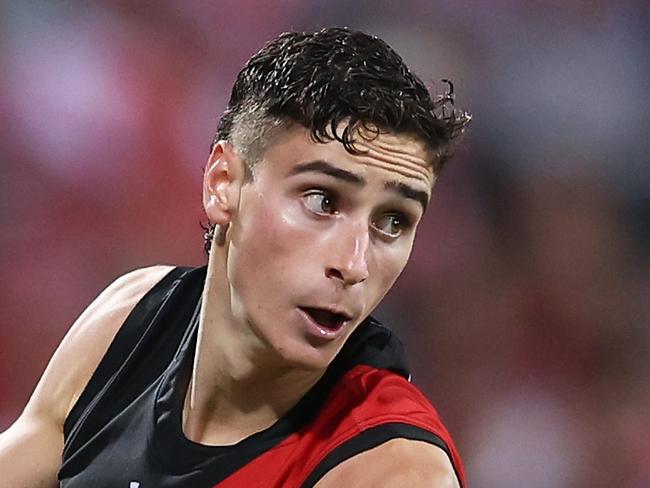 SYDNEY, AUSTRALIA - MARCH 23:  Elijah Tsatas of the Bombers in action during the round two AFL match between Sydney Swans and Essendon Bombers at SCG, on March 23, 2024, in Sydney, Australia. (Photo by Matt King/AFL Photos/via Getty Images )