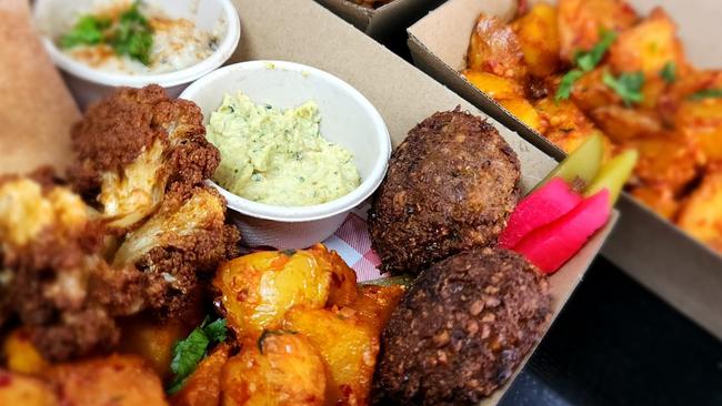 Some of the falafels, potatoes and cauliflower at Gaza Stripped Street Food trailer.