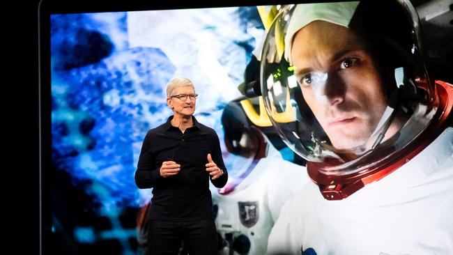 Apple CEO Tim Cook delivers the keynote address at Apple's Worldwide Developer Conference (WWDC) in San Jose. Picture: AFP