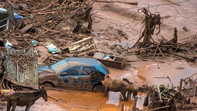 Scenes of destruction after a dam burst in the village of Bento Rodrigues, in Mariana, Minas Gerais state, Brazil on November 6, 2015. Picture: AFP